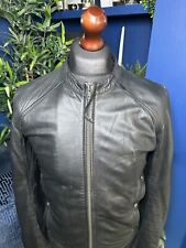 Diesel Lamb Leather Biker Moto Bomber Jacket Mens Large Black for sale  Shipping to South Africa