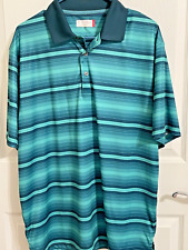 Ben Hogan Polo Shirt Mens Large Golf Performance Striped Green for sale  Shipping to South Africa