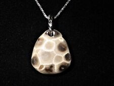 Unpolished Petoskey Stone Necklace 925 Sterling Silver. for sale  Shipping to South Africa