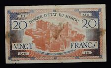 Catálogo de billetes de 20 francos Marruecos 1943 # P39 de circulación fina, usado segunda mano  Embacar hacia Argentina