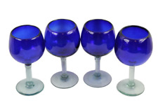 Pier 1 Importaciones Juego de 4 Copas de Vaso de Vino Azul Cobalto Vidrio Pesado 12 Oz segunda mano  Embacar hacia Argentina