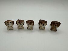 Set of 5 Vintage Miniature Dachshund Wiener Dog Figurines Porcelain Bone 1.5" for sale  Shipping to South Africa