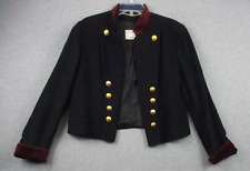 Vintage MONDI Military 80s Jacket Black Crimson Size 36 Wool Velvet Trim for sale  Shipping to South Africa