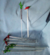 8 GLASS SWIZZLE/STIR STICKS 4 CACTUS/4 RED CHILI PEPPERS. for sale  Shipping to South Africa