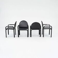 1978 Conjunto de Quatro Cadeiras de Jantar Gae Aulenti para Knoll Orsay Preto com Couro Novo, usado comprar usado  Enviando para Brazil
