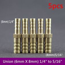5pcs (6mmX 8mm) 1/4" to 5/16" Union Hose Barb Brass Fitting Splicer Fuel Reducer for sale  Shipping to South Africa