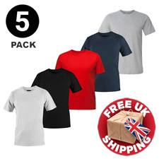 Mens Plain T-Shirts Multipack 5 Pack 100% Cotton Blank Short Sleeve New Tee Gym for sale  Shipping to South Africa