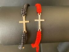 Pulseira ajustável ouro prata vermelho preto cristal cruz crucifixo cordão amizade comprar usado  Enviando para Brazil