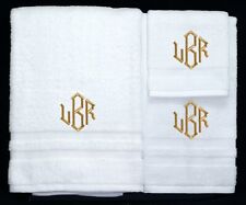 Conjunto de 3 Toalhas de Banho Bordadas Personalizadas com Monograma Diamante Branco comprar usado  Enviando para Brazil