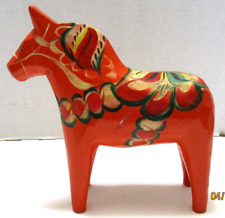 Vintage Swedish Red Dala Horse Tillv. Nils Olsson Akta Dalahemslojd  6.75" Tall for sale  Shipping to South Africa