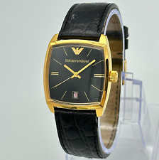 Relógio masculino EMPORIO ARMANI clássico tom dourado/casual, couro preto, AR0306 comprar usado  Enviando para Brazil