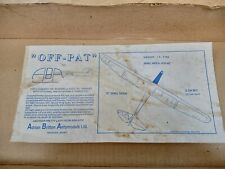 Vintage balsa model aircraft kits - "Off - Pat" Glider , used for sale  DUNMOW