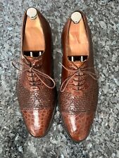 Mezlan crocodile lace up braided cap toe Oxford shoes, US 10 1/2 D, used for sale  Shipping to South Africa