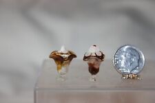 Miniature Dollhouse Caramel & Chocolate Ice Cream in Glass Sundae Cups 1:12 NR for sale  Chicago