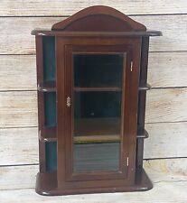 Vintage Wood Curio Cabinet Glass Door Table Top Or Wall Mounted Display 3 Tiers for sale  Shipping to South Africa