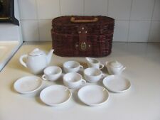 Vintage 13 Piece Child's Ceramic Tea Set in Wicker Case for sale  Shipping to South Africa