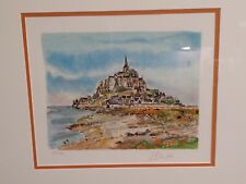 Pierre Eugene Cambier "Le Mont Saint Michel" Watercolor Serigraph Numbered &... for sale  Shipping to South Africa