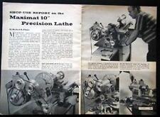 Edelstaal Maximat 10" Metal Lathe Shop Use Report 1961, used for sale  Shipping to South Africa