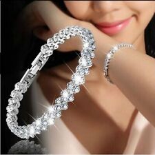 Moda Mujeres Brazalete de Cristal de Plata 925 Boda Joyería Regalo Ajustable segunda mano  Embacar hacia Argentina