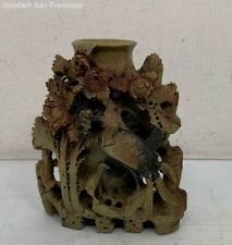 vintage carved soapstone vase for sale  South San Francisco
