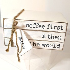 Coffee First & Then The World, Quill to Paper, Sixtrees, Book Stack Shelf Sitter comprar usado  Enviando para Brazil