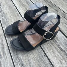 Sofft Vaya Wedge Black Leather Strappy Sandal Round Toe Summer SZ 8.5, $114 New for sale  Shipping to South Africa