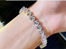 10 Ct Heart Cut Lab-Created Diamond Womens Tennis Bracelet 14K White Gold Plated for sale  Shipping to South Africa