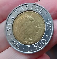 moneta da 500 Lire 1994 Luca Pacioli usato  Roma