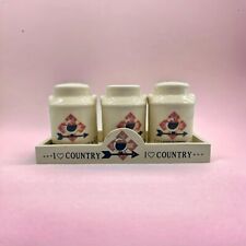 Berco "I Love Country" Ganso Conjunto de 3 Sal Pimenta Shaker e Suporte para Palito, usado comprar usado  Enviando para Brazil