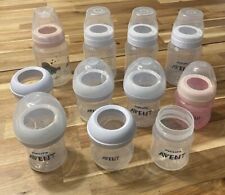 Lot of 11 Philips Avent Natural Baby Bottle Clear Pink 4oz (7) & 9oz (4) 10 Ring for sale  Shipping to South Africa
