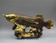 Coleção decoração Chinses bronze dourado dinheiro estátua de peixe Arowana - 22436 comprar usado  Enviando para Brazil