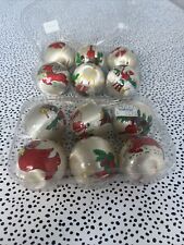 Retro Christmas Decorations Baubles X6 Embroidered Pictures Table Cloth Used for sale  Shipping to South Africa