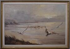 Prey Birds over Whitstable Bay Oil Painting Edith Temple 1975 British School for sale  Shipping to South Africa