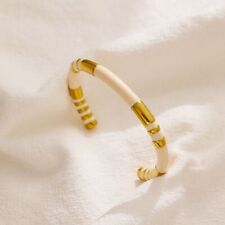 Woman 18k Gold Plated Stainless Steel Enamel Opening Bracelet Bangle Cuff for sale  Shipping to South Africa