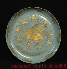 Usado, 11,8" Dynasty Song Dynasty ru pintura de porcelana Kirin qilin beast prato disco comprar usado  Enviando para Brazil