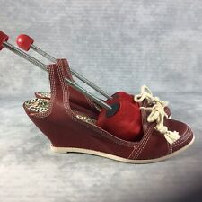 Irregular Choice Red Leather Sling Back Wedge Heel Shoes Size US 9 UK 6.5 for sale  Shipping to South Africa