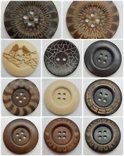 LUXURY LARGE WOODEN BUTTONS - 40mm, COFFEE, BROWN, LIGHT WOOD, BIRD, HANDMADE,UK for sale  Shipping to South Africa