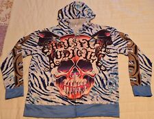 Christian Audigier Sudadera con Capucha Grande L Calavera Pantera Tinte Corbata Doc Ligera Usada en Excelente Condición segunda mano  Embacar hacia Mexico