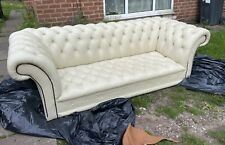 cream 3 seat leather sofa for sale  BIRMINGHAM