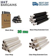 Pallet Wrap Stretch Shrink Clear & Black Wrap Cling Film 400mm, 30mu Roll Extend for sale  Shipping to South Africa