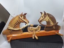 Used, Vintage Western Coat/Hat Rack Hand Carved Wood Wall Hanging Horse And Saddle for sale  Shipping to South Africa