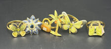 Crystal Enamel Goldtone Napkin Rings Butterfly Purses Palm Tree Flower 7 Total for sale  Shipping to South Africa