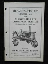 1936-1939 GENUINE MASSEY-HARRIS "CHALLENGER" TRACTOR PARTS CATALOG MANUAL NICE for sale  Shipping to Canada