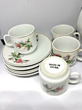 Vintage Demitasse Set of 4 Tea Cups w/ Saucers Rose Floral Pattern Made in China for sale  Jacksonville
