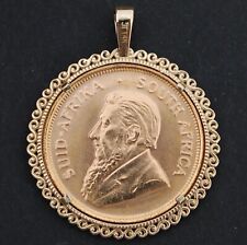 Round 1984 South Africa Krugerrand Pendant 14K Yellow Gold Plated Silver 1.5'' for sale  Shipping to South Africa