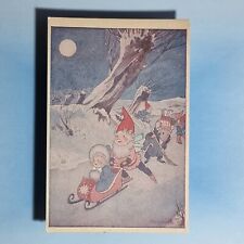 Used, Artist Signed Postcard C1920 Anthropormorphic Ice Skating Animals Gnome Tobbogan for sale  Shipping to South Africa