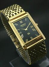 Seiko Slim Quartz BLACK FACE ROMAN FIGURE GOLD BAND JAPAN MADE Men Wrist Watch, used for sale  Shipping to South Africa