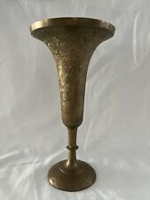 Vintage Brass Etched Floral Bud Vase Goblet Made in India for sale  Shipping to South Africa