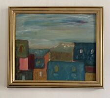 Pintura al óleo sobre tabla de paisaje estilo modernista abstracto original de mediados de siglo segunda mano  Embacar hacia Mexico