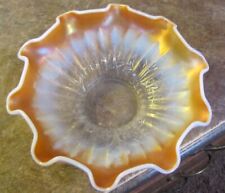 Antique Marigold Carnival Glass Opalescent Fluted Ruffled Bowl Daisy Pattern for sale  Shipping to South Africa
